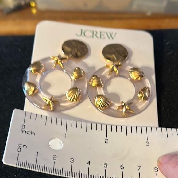 J. Crew Gold and Clear Shell Pierced Earrings NWT - Picture 5 of 5